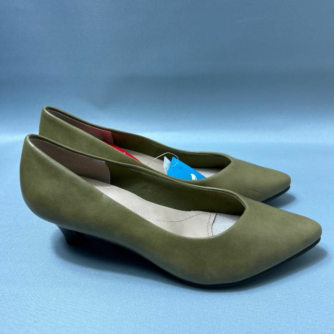 未使用品 melange メランジェ ポインテッドトゥパンプス 深緑 24cm レディースの靴/シューズ(ハイヒール/パンプス)の商品写真