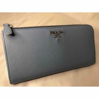 プラダ(PRADA)の超美品PRADA プラダ 長財布 L字ファスナー ライトブルー(財布)