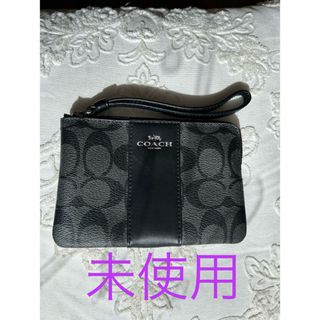 コーチ(COACH)のコーチ ポーチ シグネチャー COACH F58035  カード入れ　黒(コインケース/小銭入れ)