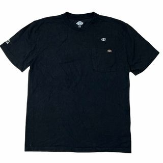 ディッキーズ 半袖Tシャツ 企業ロゴ 胸ポケット ロゴパッチ ブラックe14