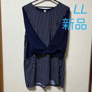 チュニック LL レディース 紺  新品 中袖(チュニック)