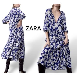 ザラ(ZARA)の《新品》ZARA フラワープリント　ワンピース　S(ロングワンピース/マキシワンピース)