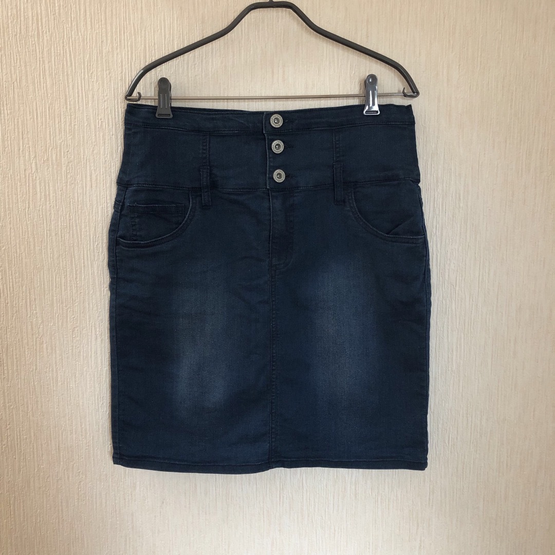しまむら(シマムラ)のしまむら デニムスカート 青 ウエスト76 レディースのスカート(ひざ丈スカート)の商品写真