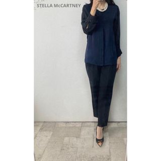 Stella McCartney - まぁ美品ステラマッカートニー　シルク100%バイカラーブラウス40ネイビー入学式