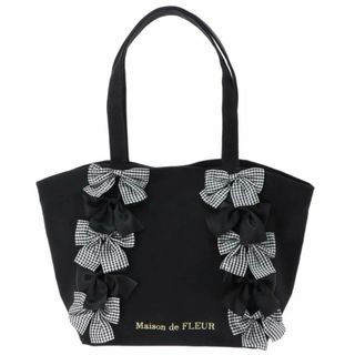 Maison de FLEUR EC限定ギンガムチェックリボントートバッグ 黒