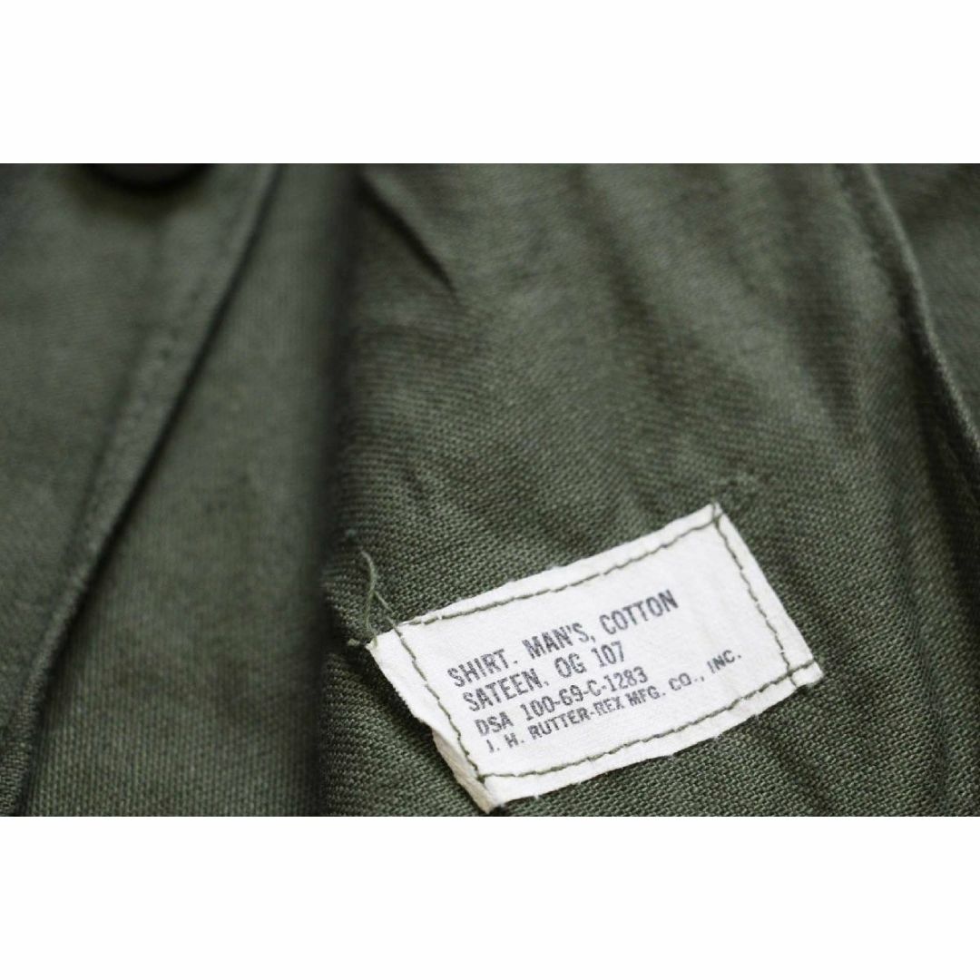60s 米軍 U.S.ARMY コットンサテン ユーティリティシャツ オリーブグリーン 15.5★L ビンテージ ミリタリー メンズのトップス(シャツ)の商品写真