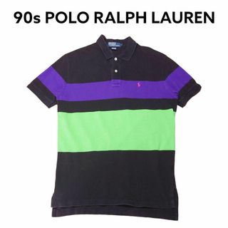 ポロラルフローレン(POLO RALPH LAUREN)の90sポロラルフローレン　太ボーダー　ポロシャツ　ポニー刺繍　POLO　古着(ポロシャツ)