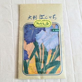 未使用 みかん染 大判ハンカチ オレンジ ストール 花柄(ハンカチ)