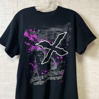 モトクロスバイク　Ｘツアーモンスター　サイズＭ　半袖Ｔシャツ　黒ブラック　古着(Tシャツ/カットソー(半袖/袖なし))