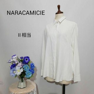 ナラカミーチェ(NARACAMICIE)のナラカミーチェ　極上美品　長袖ブラウス　プリーツ　L相当　ホワイト系色(シャツ/ブラウス(長袖/七分))