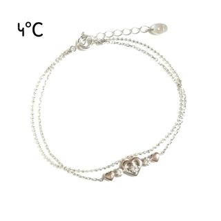 4℃ - (美品) 4℃ ハート2連シルバーブレスレット