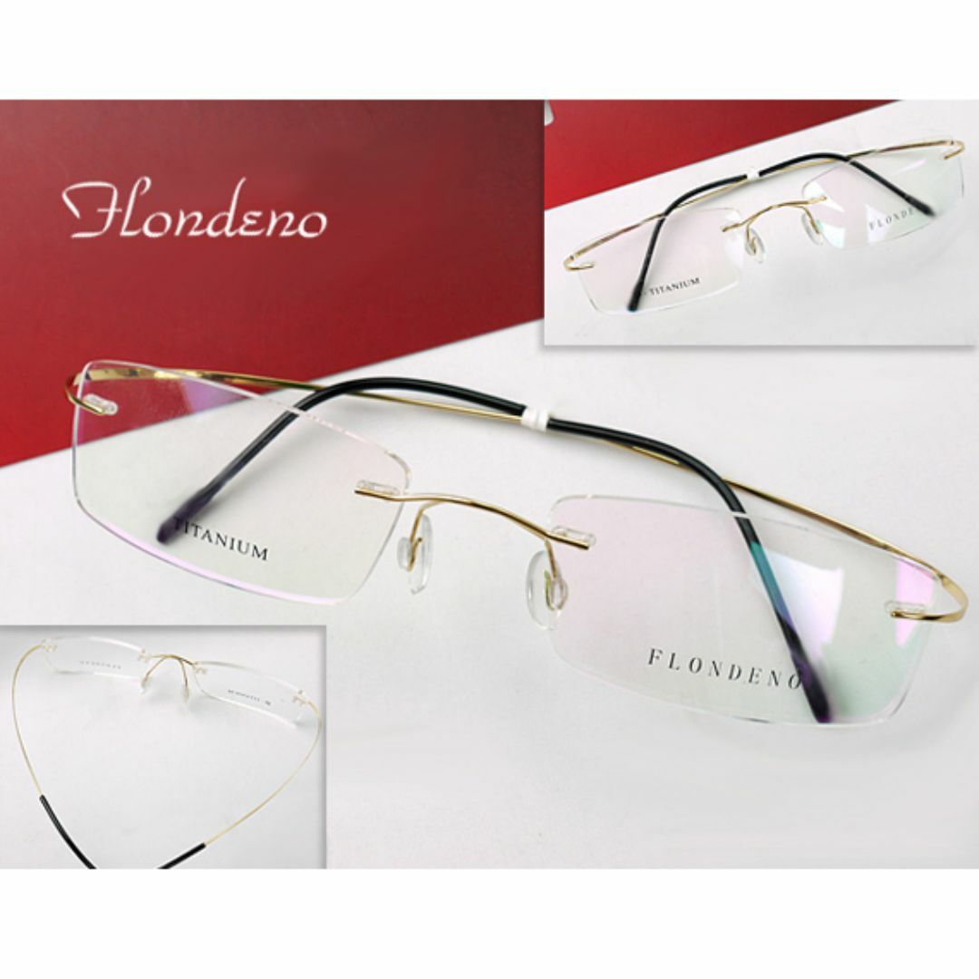 メガネ【フレーム＋度付きレンズ＋ケース込みのセット販売】ふちなし眼鏡mw-337 メンズのファッション小物(サングラス/メガネ)の商品写真