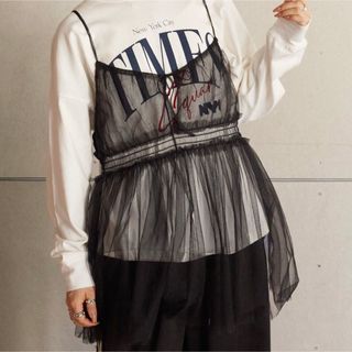 wcloset ダブルクローゼット　チュール　オーバーキャミソール　リボン　