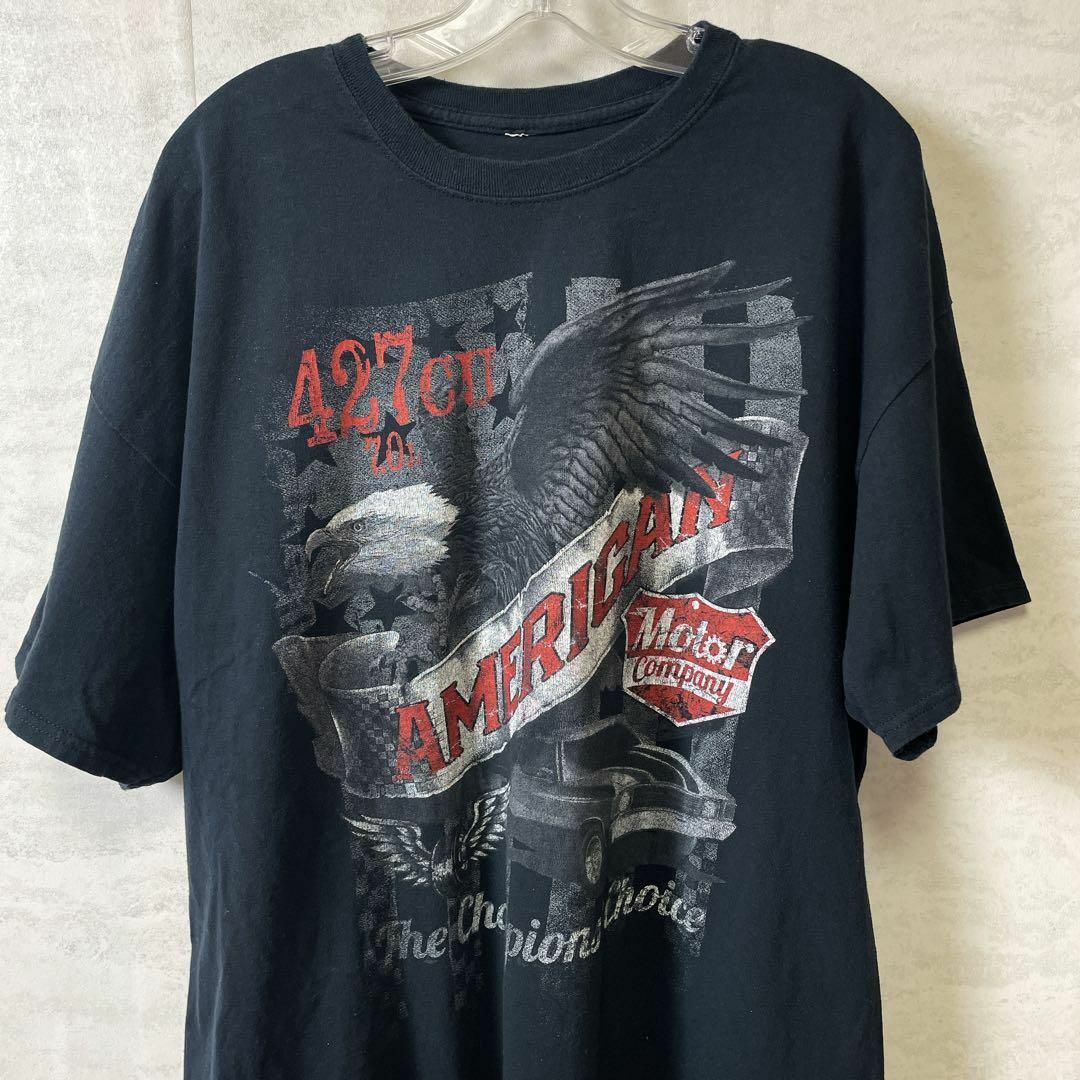 半袖Ｔシャツ　オーバーサイズ2ＸＬ　黒ブラック　アメリカンデザインプリント　古着 メンズのトップス(Tシャツ/カットソー(半袖/袖なし))の商品写真