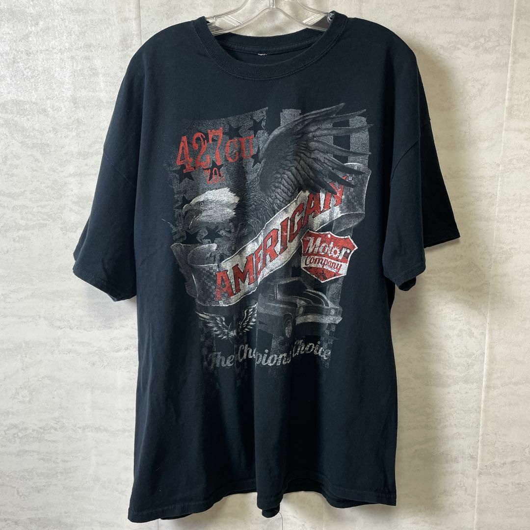 半袖Ｔシャツ　オーバーサイズ2ＸＬ　黒ブラック　アメリカンデザインプリント　古着 メンズのトップス(Tシャツ/カットソー(半袖/袖なし))の商品写真