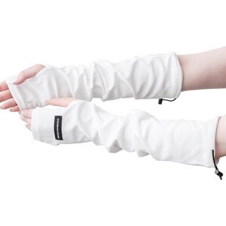 アームカバー レディース UVカット 綿 指掛けタイプ 通気性 紫外線対策(手袋)