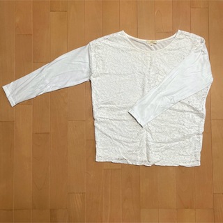 白 花柄レース Tシャツ(Tシャツ(長袖/七分))