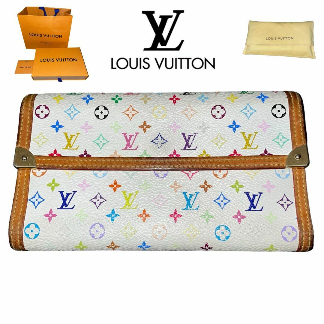 LOUIS VUITTON(ルイヴィトン)の即日発送　LOUIS VUITTON 長財布 マルチカラー モノグラム ホワイト レディースのファッション小物(財布)の商品写真