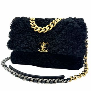 CHANEL - シャネル CHANEL 19 ミディアム シアリング シープスキン チェーンショルダー ショルダーバッグ バッグ レザー シアリングシープスキン レディース ブラック アンティーク金具 30番台 ムートン