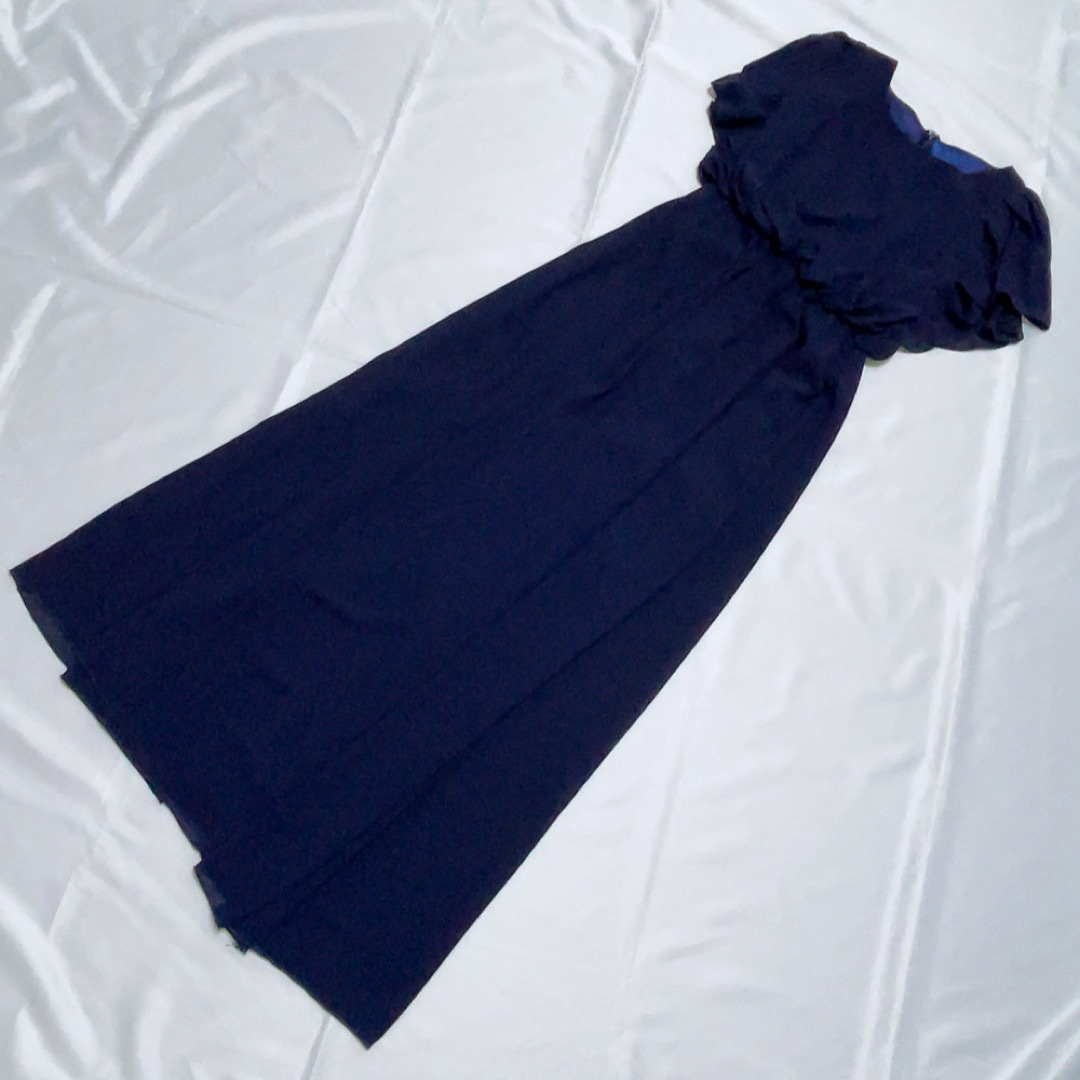 シフォンブラウジングロングワンピース ドレス ネイビー レディースのワンピース(ロングワンピース/マキシワンピース)の商品写真