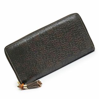 グッチ(Gucci)のグッチ グッチシマ バンブー タッセル ラウンドファスナー 長財布 シマレザー ダークブラウン 茶 ゴールド金具 224253 箱付 GUCCI（未使用保管品）(財布)