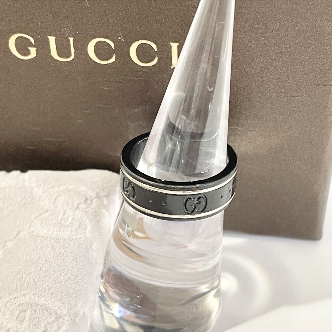正規品 箱付き GUCCI アイコンリング GG セラミック 指輪 黒 12号 正規品 箱付き GUCCI アイコンリング GG セラミック 指輪 黒 12号