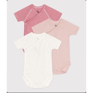 プチバトー(PETIT BATEAU)の【プチバトー】女の子 マリニエール 半袖合わせボディ３枚組(12m/74cm)(肌着/下着)