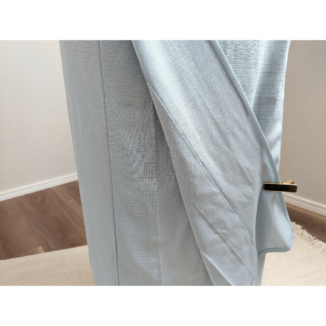 【単衣】絽 色無地 身丈156裄63.5 正絹 水色 一つ紋 縫紋 レディースの水着/浴衣(着物)の商品写真