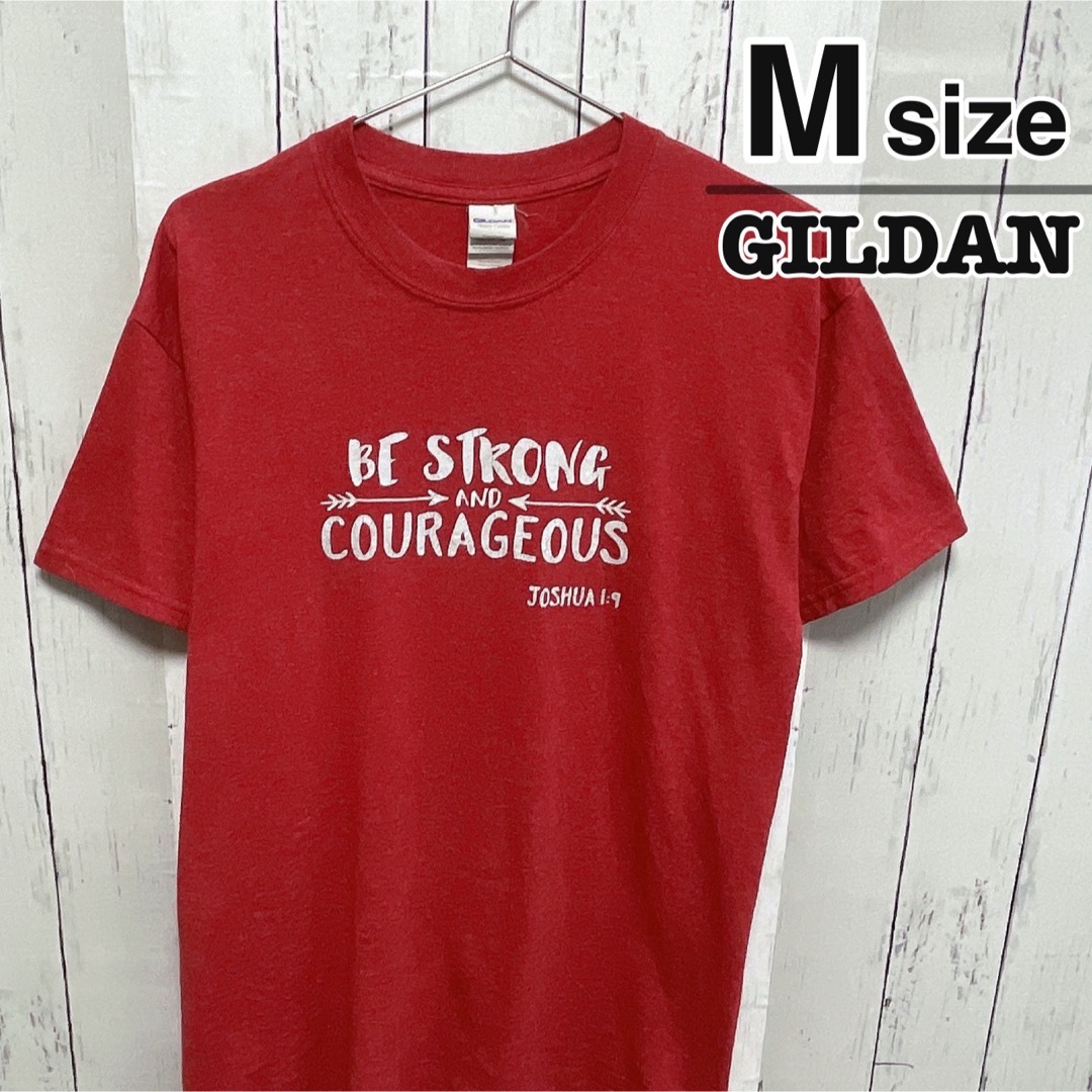 GILDAN(ギルタン)のUSA古着　GILDAN　Tシャツ　M　レッド　杢カラー　プリント　クルーネック メンズのトップス(Tシャツ/カットソー(半袖/袖なし))の商品写真