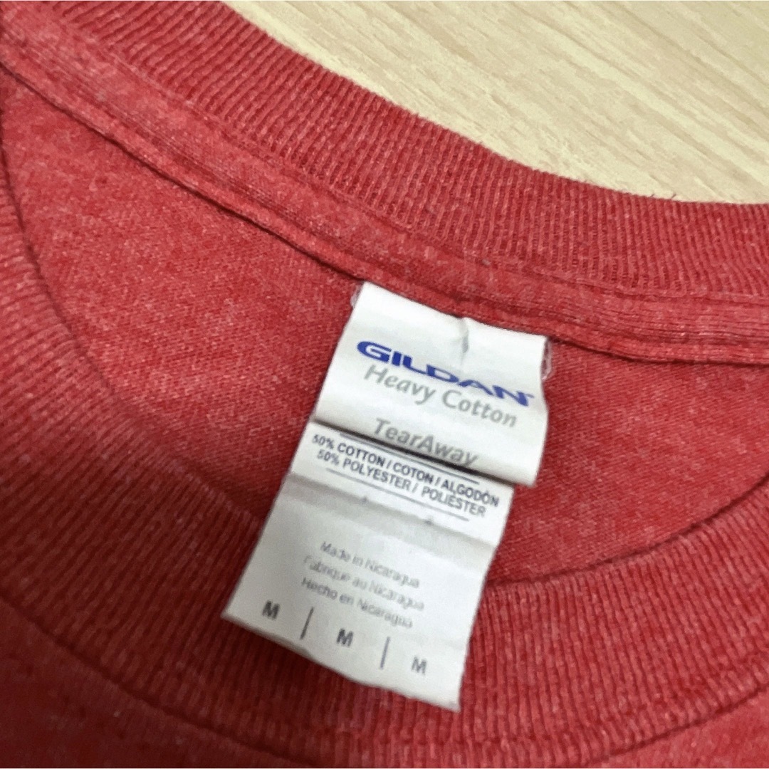 GILDAN(ギルタン)のUSA古着　GILDAN　Tシャツ　M　レッド　杢カラー　プリント　クルーネック メンズのトップス(Tシャツ/カットソー(半袖/袖なし))の商品写真