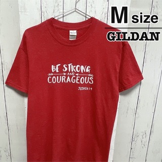 ギルタン(GILDAN)のUSA古着　GILDAN　Tシャツ　M　レッド　杢カラー　プリント　クルーネック(Tシャツ/カットソー(半袖/袖なし))