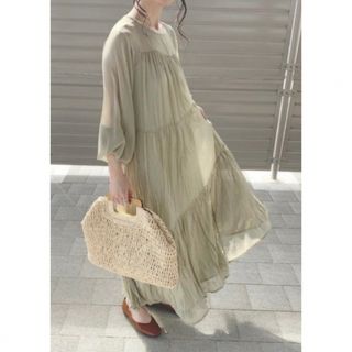 美品 mite ♡ シースルーワンピース　グリーン(ロングワンピース/マキシワンピース)