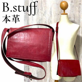 【B.stuff】ショルダーバッグ 本革×ナイロン 赤 ビースタッフ(ショルダーバッグ)