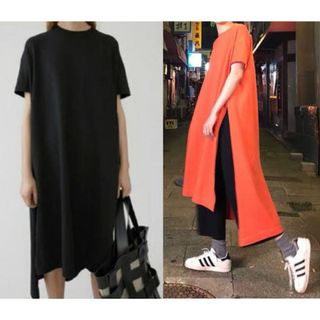 アクネストゥディオズ(Acne Studios)のアクネストゥディオズ PATRI HVY INTスリットTシャツワンピースXS(ロングワンピース/マキシワンピース)