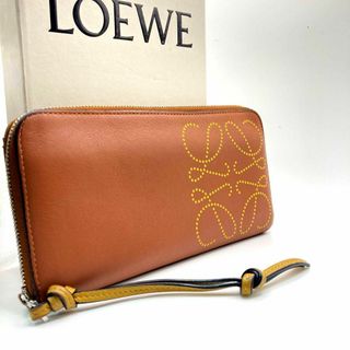 LOEWE - LOEWE ロエベ 長財布 ロングウォレット ブラウン デカロゴ ラウンドジップ