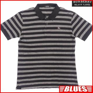 バーバリーブラックレーベル(BURBERRY BLACK LABEL)の廃盤 バーバリーブラックレーベル ポロシャツ M ボーダー 黒 TY3123(ポロシャツ)