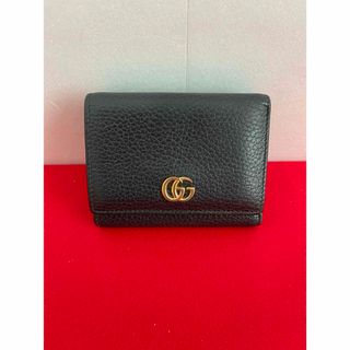 グッチ(Gucci)のGUCCI グッチ　GGマーモント　折財布　レザー　黒(財布)