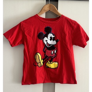 ディズニー(Disney)のディズニー  8ビット風ミッキー　半袖Tシャツ　M（8）130cm相当 赤(Tシャツ/カットソー)