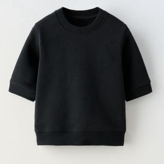 ZARA - 【完売品】ZARAプレーンショートスリーブスウェットシャツ⭐︎ブラック160