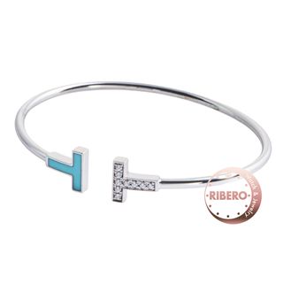 ティファニー(Tiffany & Co.)のTIFFANY&Co. ティファニー ティファニー T ダイヤモンド&ターコイズワイヤー 64029029 ブレスレット バングル シルバー ブルー【中古】(ブレスレット/バングル)