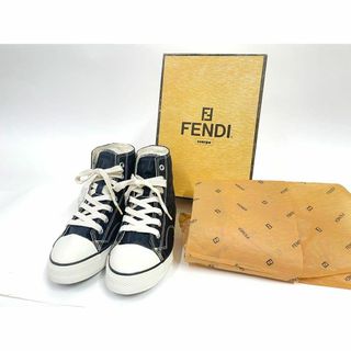 フェンディ(FENDI)のフェンディ ズッカ キャンバス ハイカットスニーカー 36 レディース ブラック(スニーカー)