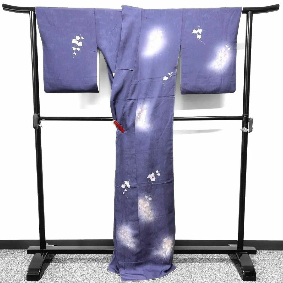 付け下げ ぼかし リーフ模様 パープル系 着物 042w p 付け下げ ぼかし リーフ模様 パープル系 着物 042w p