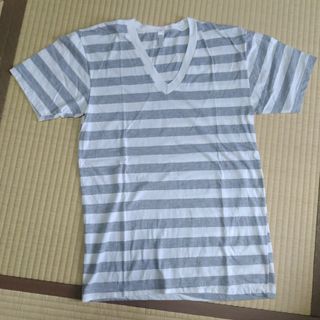 American Apparel - VネックTシャツ　グレー×白