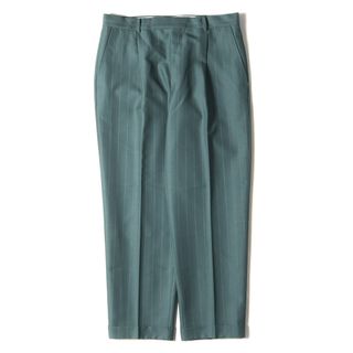 WACKO MARIA - 新品同様 WACKO MARIA ワコマリア パンツ サイズ:XXL 22AW ×DORMEUIL ストライプ プリーツ スラックスパンツ STRIPED PLEATED TROUSERS グリーン ボトムズ ズボン コラボ【メンズ】【中古】