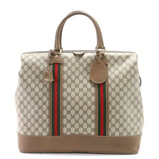 Gucci - 美品 オールド グッチ シェリー ライン GGスプリーム レザー ボストン バッグ トート キャリー 出張 旅行 トランク A4 メンズ HRE Z4-8