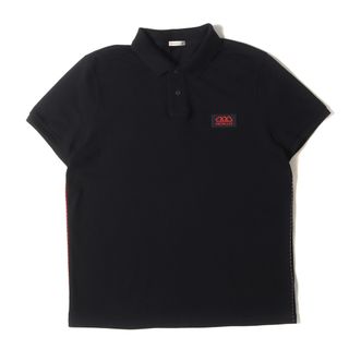 MONCLER - MONCLER モンクレール ポロシャツ サイズ:L ワンポイント ラバー ロゴ ワッペン 鹿の子 半袖ポロシャツ MAGLIA POLO MANICA CORTA ブラック 黒 トップス カットソー【メンズ】【中古】