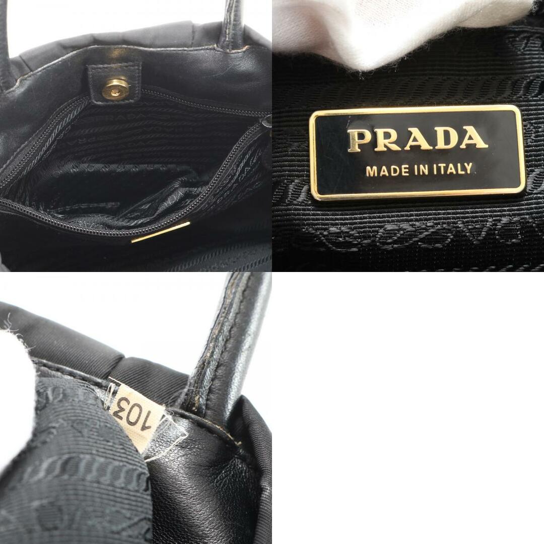 PRADA(プラダ)の美品 プラダ テスート ナイロン ローズ バラ モチーフ ハンドバッグ トート トップハンドル レザー ブラック レディース HRE Z3-10 レディースのバッグ(ハンドバッグ)の商品写真