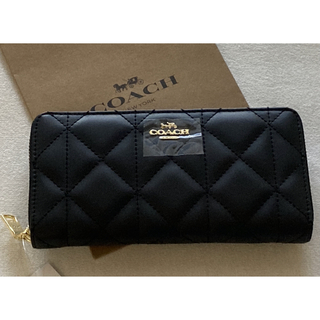 コーチ(COACH)の新品　COACH コーチ　長財布　ブラック　キルティング　マトラッセ(財布)