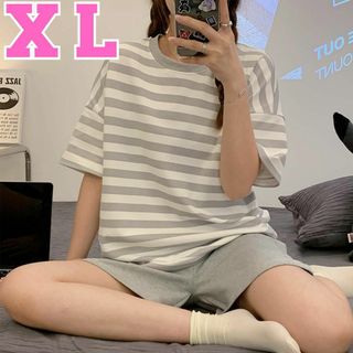 XＬ パジャマ かわいい ボーダー 春 夏 半袖 短パン セットアップ(ルームウェア)