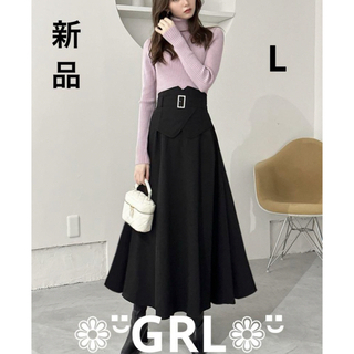 グレイル(GRL)のコルセット風フレアスカート[tt011] ブラック　L(ロングスカート)